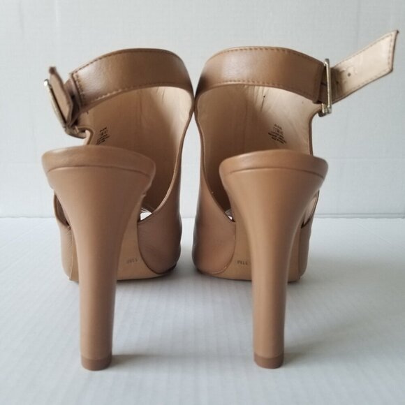 Vince Camuto Olivia Tan Leather Shootie Open Toe Sandal Heels 4" Dressy Date 11 - Picture 5 of 16